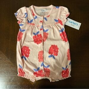 🆕 Carter’s | Pink Raspberry Snap Up Romper | baby girl 6 mo